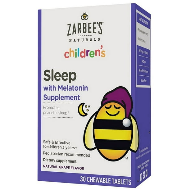 ZarBee's Naturals Children's Sleep Chewable Tablets, Grape 30 ea (Pack of 6)