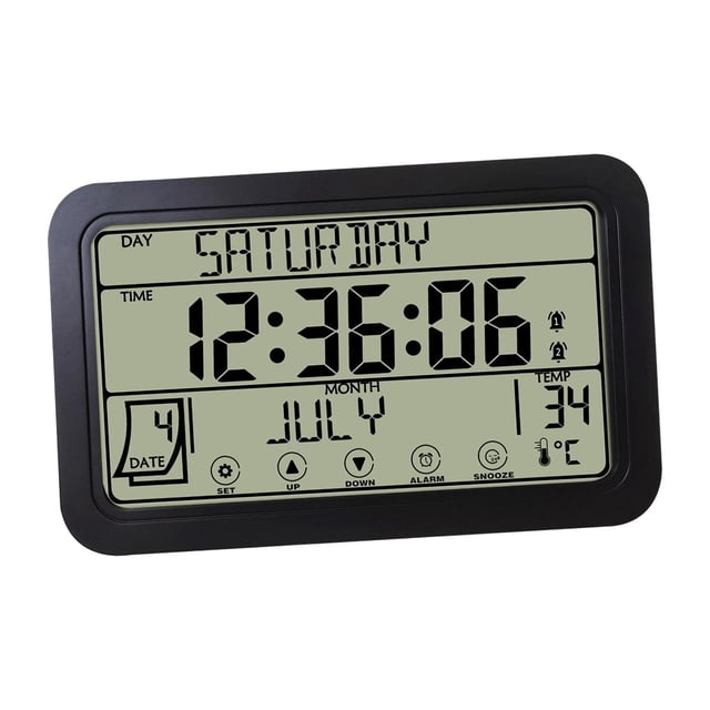Reloj de pared digital Perfecl con alarma y pantalla de temperatura y humedad negro