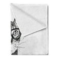 thumbnail image 2 of Cat Soft Flannel Fleece Throw Blanket, Hand Drawn Dressed up Hipster New Age Cat Fashion Urban Free Artwork Print, Cozy Plush for Indoor and Outdoor Use, 70" x 90", Black White, by Ambesonne, 2 of 5