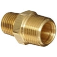 thumbnail image 1 of Brass Pipe Fittings, Reducing Hex Nipple - 1/2" Male Pipe x 3/8" Male Pipe (Pack of 1), 1 of 1