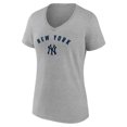 thumbnail image 2 of Women's Heather Gray New York Yankees Core Wahconah V-Neck T-Shirt, 2 of 3