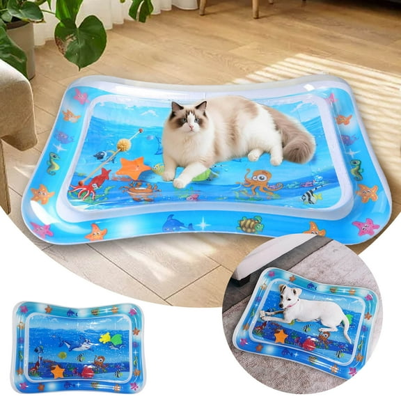 Comfortable And Cool Cat Water Mat, Interactive Sensory Play Mat, Thickened And Leak-Proof Sensor Technology, Suitable for Kittens, Children And Dogs To Play.