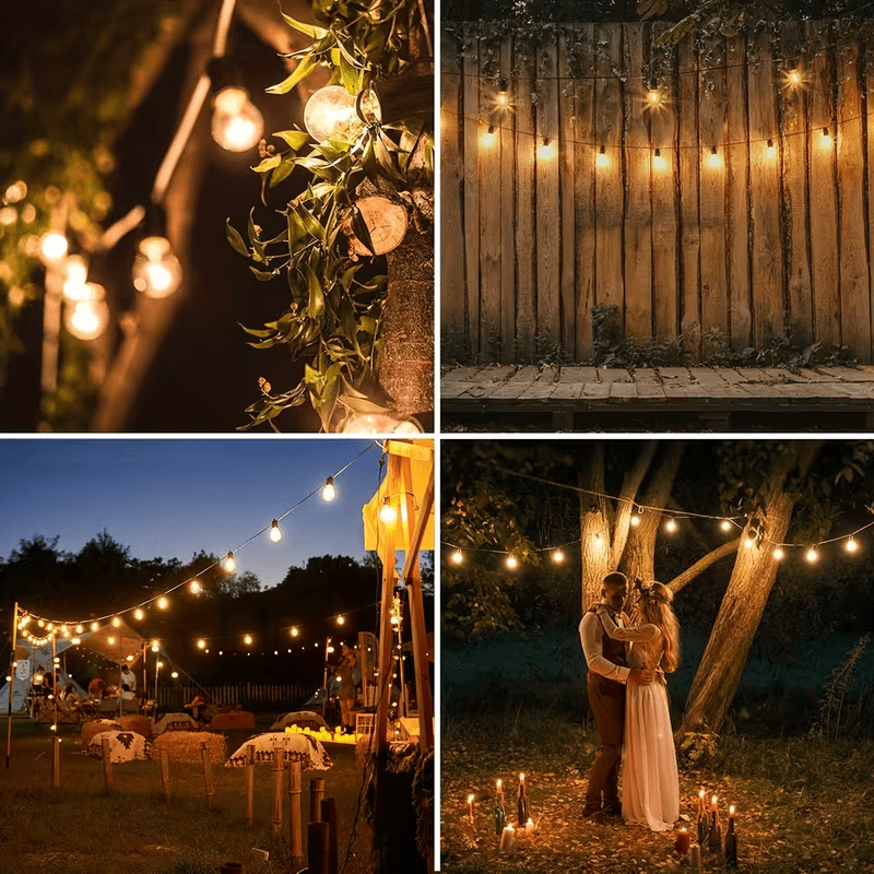 36 FT Outdoor String Lights with 15 Shatterproof Patio Vintage Edison Bulbs,2700K Dimmable, IP65 Waterproof for Outside, Patio Chrismas New Year Decor