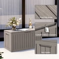 thumbnail image 2 of 80 Gallon Brown Resin Wood Look Outdoor Storage Deck Box with Lockable Lid, 2 of 7