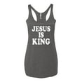 thumbnail image 2 of Jesus Is King Bible Scripture | Womens Christian Premium Tri-Blend Racerback Tank Top, Premium Heather, Small, 2 of 3