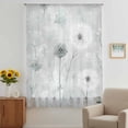 thumbnail image 3 of White Green Dandelion Sheer Curtains 63 Inches Long, Grey Floral Leaves Light Filering Curtains, Breathable Simi Curtain Privacy Drapes for Living Room Bedroom Lightweight Window Treatment, 3 of 9