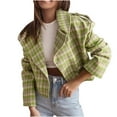 thumbnail image 2 of Qetyuw Womens Cropped Plaid Blazer Slim Fit Long Sleeve Open Front Jacket Double Breasted Casual Coat Outwear, 2 of 6