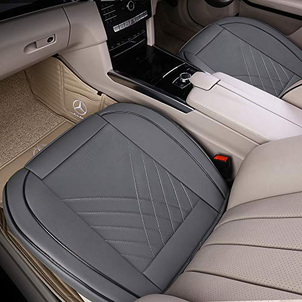 kingphenix Premium PU Car Seat Cover Front Seat Protector Works with 95%  of Vehicles Padded, Anti-Slip, Full Wrapping Edge (Dimensions: 21'' x  20.5'') Piece, Gray