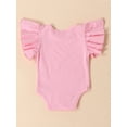 thumbnail image 3 of Canrulo Pure Cotton Newborn Infant Baby Girl Solid Ruffle Romper Bodysuit Jumpsuit Summer Clothes Pink 3-6 Months, 3 of 8