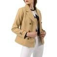 thumbnail image 1 of INSPIRE CHIC Juniors Winter Worsted Notched Lapel Double Breasted Short Peacoat, 1 of 7