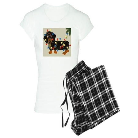 

CafePress - Dachshund (Blk/Tan) Tangled In Christmas Lights Wo - Women s Light Pajamas