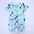 thumbnail image 2 of Penkiiy Toddler Baby Boys Girls Cute Cartoon Pattern Short Sleeve Double Zipper Romper Jumpsuit Baby Sleep and Play Pajamas 12-24 Months Light blue on Sale, 2 of 9