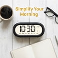 thumbnail image 5 of REGALWOVEN Loud Alarm Clock for Heavy Sleepers Three Alarms Battery Powered, Large LED Display for Bedroom, Dorm Room Black 5.9"L x 1.77"W x 2.75"H, 5 of 7