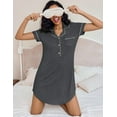 thumbnail image 3 of Ekouaer Women's Nightgown Button Down Nightshirt V Neck Sleepshirt Short Sleeve Sleepwear, 3 of 6
