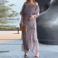 thumbnail image 4 of sunsanly Summer Women Dress Off Shoulder Multi-layer Scattered Cake Hem Ruffle Pleated Solid Color Chiffon Half Sleeves Prom Party Maxi Dress, 4 of 8