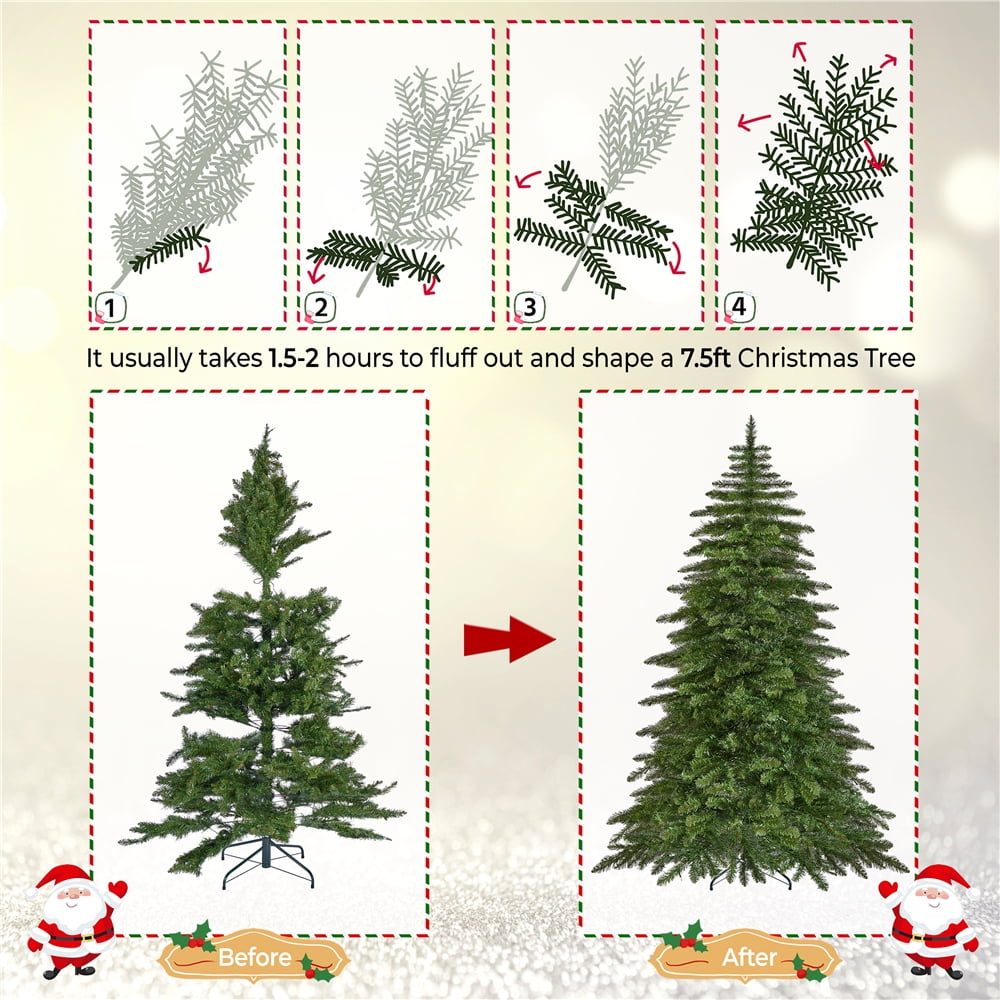 Alden Design 7.5ft Pre-lit Artificial Christmas Tree with Stand, Green