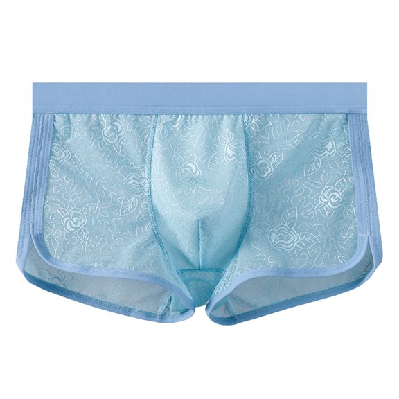 PBFRDSJ Men's Lace Boxer Underwear Breathable Soft Mid Rise Bikini Underpants Mesh Sheer Up Boxer Briefs for Home Lounge
