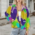 thumbnail image 3 of Jackets for Women Winter Coat Jackets Flannel Stand Collar Jacket(Colorful Hearts Abstract Art,Size:S-4XL), 3 of 7