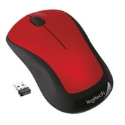 Logitech Full-Size Wireless Mouse, USB Nano Receiver, 1000 DPI Optical Tracking, Ambidextrous, Red, Walmart Exclusive