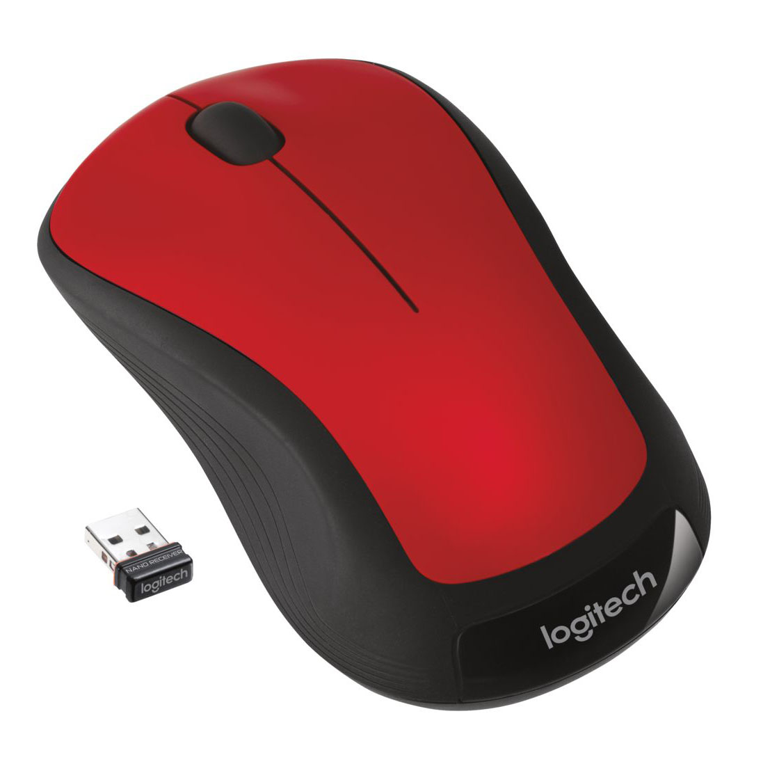 Logitech Full-Size Wireless Mouse, USB Nano Receiver, 1000 DPI Optical Tracking, Ambidextrous, Red - image 2 of 5