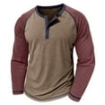 thumbnail image 4 of Ohufall Henley Shirts for Men Fashion Loose Comfy Long Sleeve Button Crew Neck Tops Plus Size Mens Color Blocking Casual T-Shirts, 4 of 7