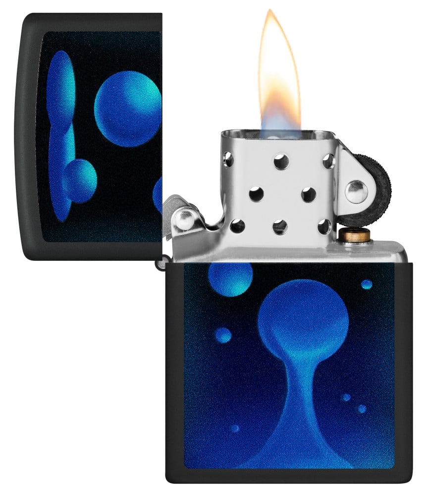 Zippo Black Light Lava Lamp Design Black Matte Pocket Lighter