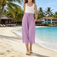 thumbnail image 5 of Ruyang Teen Girls Cotton Linen Capri Pants Kids Summer Preppy Casual Cropped Pants Cozy Lightweight Drawstring Baggy Trousers Cute, 5 of 9
