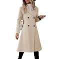 thumbnail image 4 of Womens Wool Blend Coat, Long Double Breasted Solid Color Trench with Notch Lapel, Classic and Timeless Winter Outerwear for Work and Formal EventsBeigeXL, 4 of 4