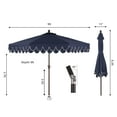 thumbnail image 4 of JONATHAN Y Tracy 9 ft. Market Patio Umbrella, Classic Mid-Century Scalloped Fringe, with Auto-Tilt Crank, Wind Vent and UV Protection, Navy/White, Dark Brown Pole, 4 of 10