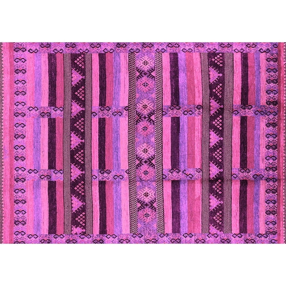 Ahgly Company Indoor Rectangle Oriental Pink Industrial Area Rugs, 2' x 4'