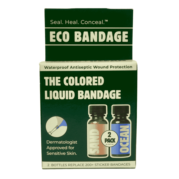 Eco Bandage Liquid Bandage, Skin Tone & Vibrant Blue, 2-pack, 0.3 fl oz Each