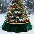 thumbnail image 4 of cpengpj Green Velvet Christmas Tree Skirt Foldable Polyester Holiday Decor for Festive Season, 4 of 6