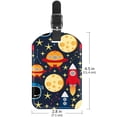 thumbnail image 6 of Square 2Pack PU Leather Stars Planets with Rockets Cruise Luggage Tag with Privacy Cover and Name ID Tag for Travel Handbags Backpacks Luggage Tags, 6 of 6