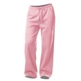 thumbnail image 2 of High Waisted Sweatpants for Women Wide Leg Baggy Pants with Pockets Drawstring Lounge Casual Wear 2026 Pink L, 2 of 5