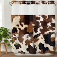 thumbnail image 3 of Cow Patterned No Hook Shower Curtain Waterproof,Bathroom Curtains with Snap in Liners and See Through Top Window,Vintage Farmhouse Abstract Country Western Hotel Bathtub Curtains Shower 72"Wx72"L, 3 of 8