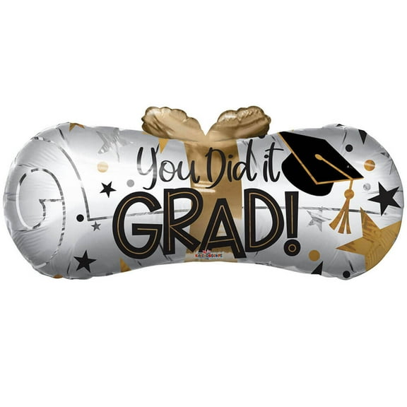 18 inch Kaleidoscope You Did It Grad Diploma Matte Foil Mylar Balloon - Party Supplies Decorations