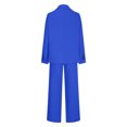 thumbnail image 4 of qolati Women's 2024 Fall 2 Piece Outfits Blazer Jacket and Wide Leg Pant Suits Dressy Casual Business Work Suit Sets Blue XL 10, 4 of 6