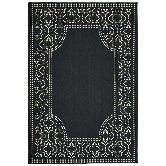 Moretti Parker Area Rug 1247K Black Dotted Ogee 8' 6" x 13' 0" Rectangle