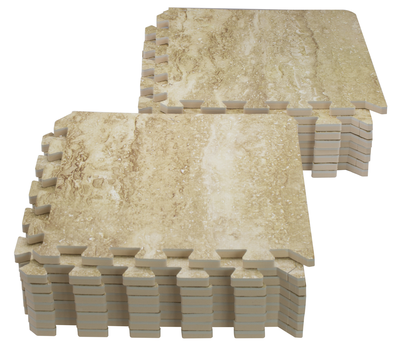 Sorbus Faux Marble Floor Mat 3/8-Inch Thick Foam Interlocking Flooring Tiles with Borders