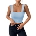 thumbnail image 3 of Women'S Sleeveless Skinny Basic Strappy Crop Tank Tops 2025 Lake Blue M, 3 of 7