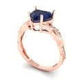 thumbnail image 2 of Solitaire with Accents Engagement Ring for Women - 2.1ct Simulated Blue Sapphire in 18K Rose Gold Promise Ring, 2 of 6