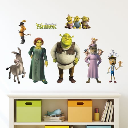 DreamWorks Shrek Wall Decals – Set of 8 Vinyl Stickers for Bathroom Nursery Bedroom Decor – Peel and Stick Room Decorations