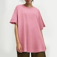 thumbnail image 7 of Lenpel Women's Oversized T Shirts Trendy Short Sleeve Crew Neck Solid Color Soft Casual Tees Loose Summer Tops, 7 of 7