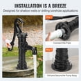 thumbnail image 6 of 25.6" Antique Cast Iron Hand Water Pump - 22ft Lift Capacity w/ Pre-Drilled Holes - Rust-Resistant Pitcher Pump for Yard, Pond & Garden (Black), 6 of 10