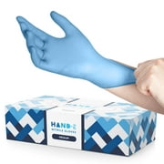 Hand-E Nitrile Gloves (M -100 Count) 3 Mil, Blue Disposable Latex and Powder Free Medical and Household Gloves