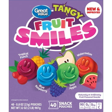 Great Value Fruit Smiles Snacks, Tangy Flavor, 40 Count