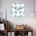 thumbnail image 2 of Wall Clock Teal White Buffalo Plaid Clocks PVC Silent Non-Ticking Battery Operated Decorative Classic Checked Round Clock for Home Living Room Kitchen Bedroom Office School Wall Decor 10 Inch, 2 of 9