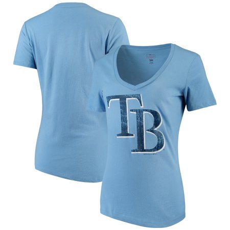- Women's 5th & Ocean by New Era Light Blue Tampa Bay Rays V-Neck Team T-Shirt