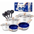 thumbnail image 1 of Flavor Kitchen Batería de Cocina 12 Piezas | Sartenes Antiadherentes y de Acero Inoxidable Quirúrgico | Juego de Ollas y Sartenes | Apto para Inducción, Horno y Lavavajillas | Libre de PFOA y PTFE, 1 of 8