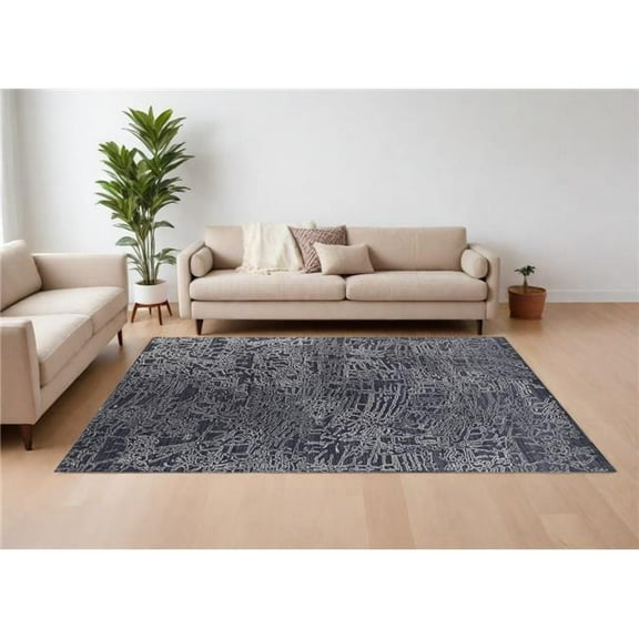 HomeRoots 567841 8 x 10 ft. Abstract Hand Woven Rectangle Area Rug, Black, Gray & Ivory